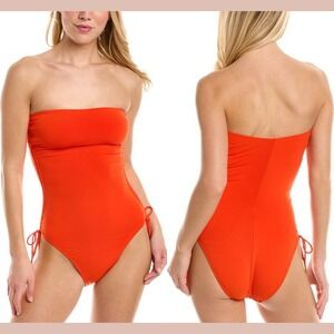 NWD $176 Robin Piccone‎ [ 6 ] Aubrey Strapless Cinched One-Piece Swimsuit #7018